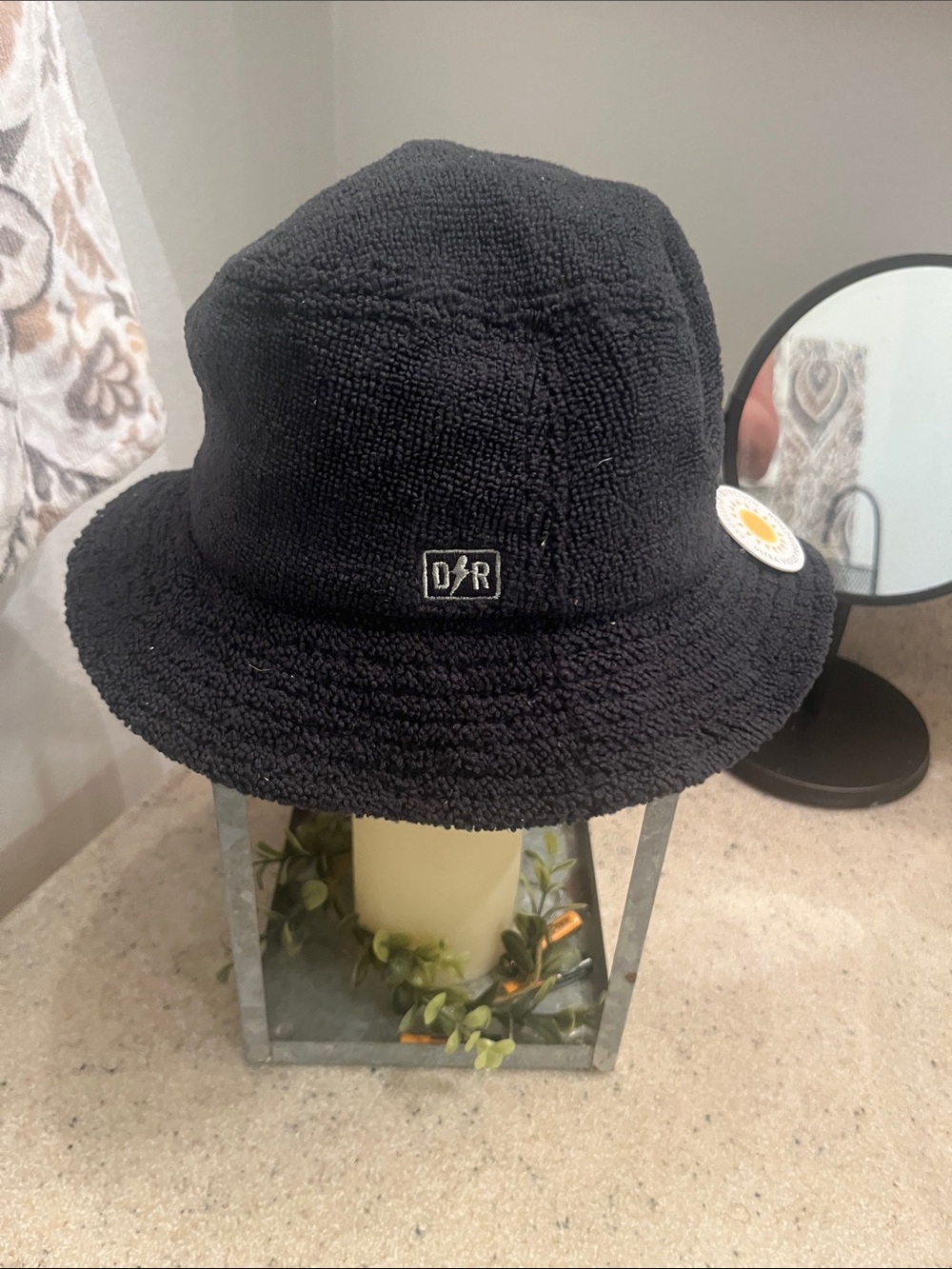 Kids Black Terry Bucket Hat with Embroidered Patch
